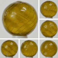 Handmade Gooseberry Marble, Amber Glass, 23/32 in, Good /N Mint-, Germany, S1411