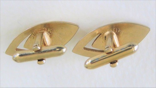Gemelli a forma di tulipano forma ovale tono oro 1" x 0,5" - Foto 2 di 2