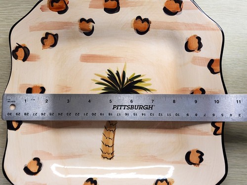PLATES/DINNER-TABLETOPS GALLERY-"Jungle"-Cream Brown-Palm Tree-Wavy Edge-Set 2 - Picture 8 of 9