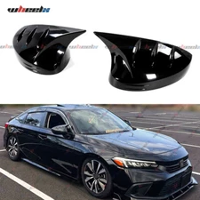 M HORN STYLE FOR 2022-2025 HONDA CIVIC GLOSS BLACK ADD-ON SIDE MIRROR COVER CAPS