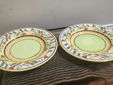 2 Philippe Richard Italia Dinner Plate Italian Style Hand Painted 11”
