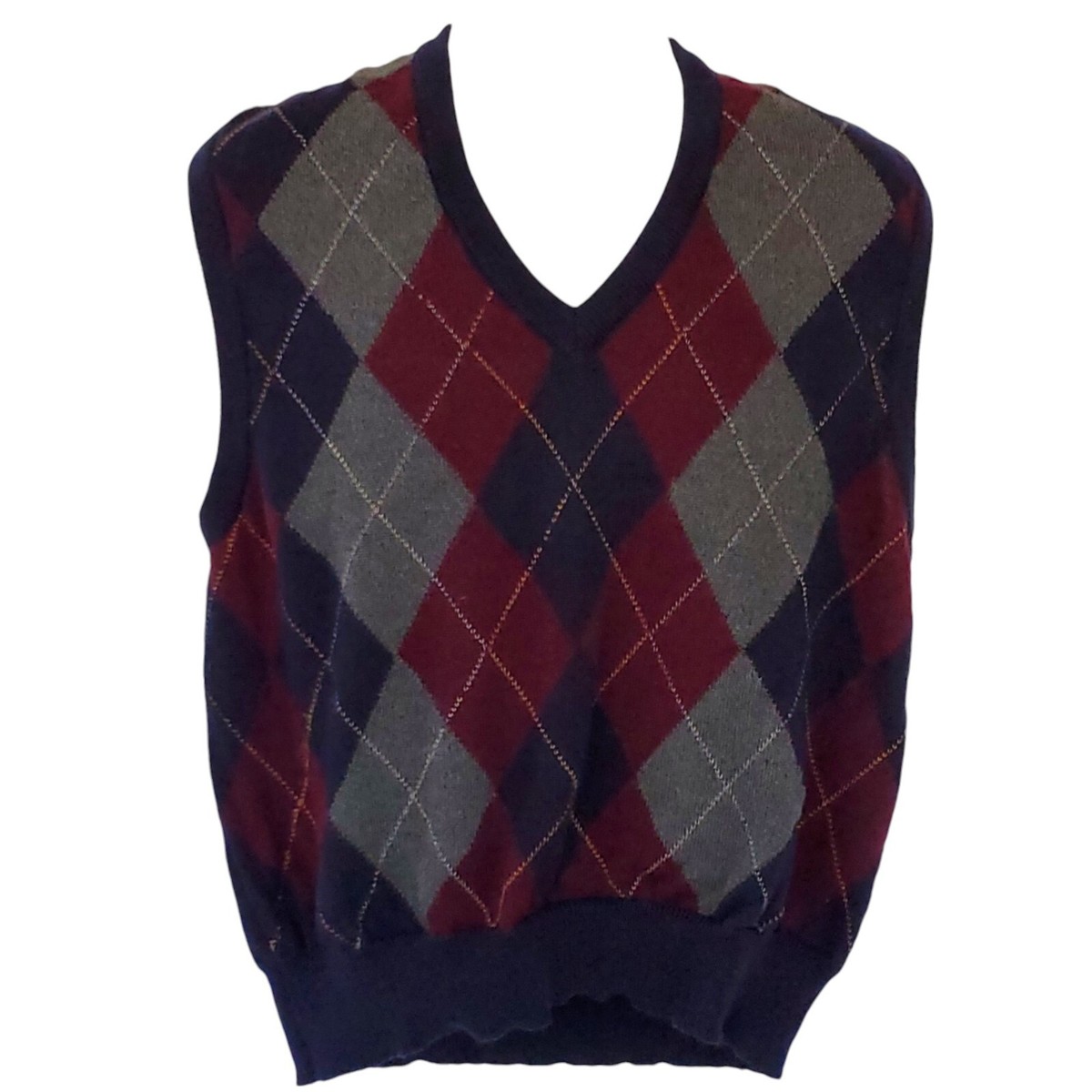 Vintage Argyle Sweater Vest Men's M Tricots St Raphael Wool