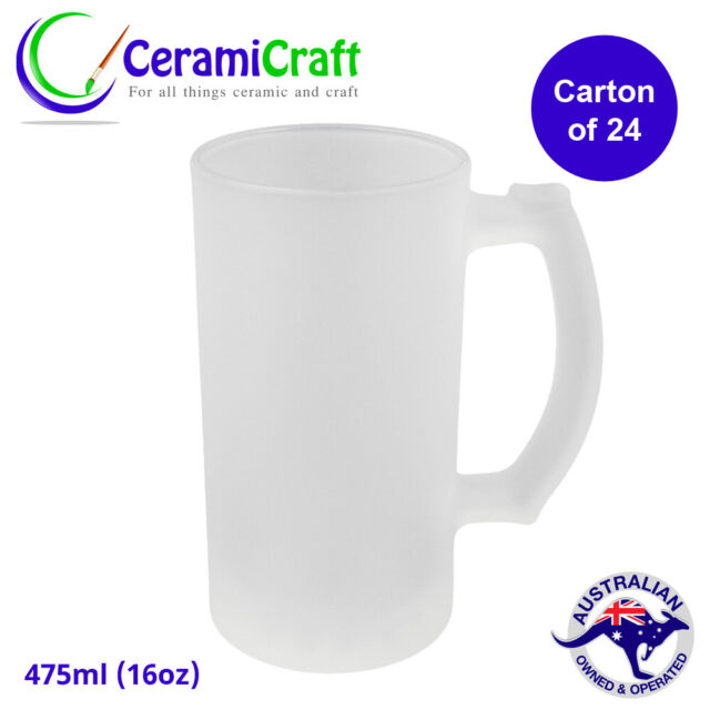 24 x Large 475ml 16oz Sublimation Blank Frosted Glass Beer Steins Mugs