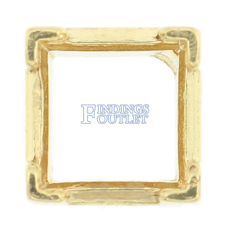 Montaje de cabeza de base baja Princesa de oro amarillo de 14 quilates 4 puntas extremo en V 0,06-5,5 quilates Foto 2 de 4