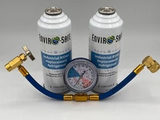 Envirosafe Auto AC Industrial R134a Replacement Refrigerant, 2 cans & Gauge