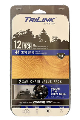 2-Pack TriLink S44 12'' Saw Chain Replacement for Stihl Ryobi Poulan Echo & more