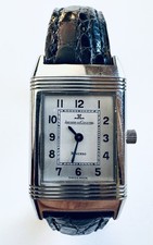 Jaeger-LeCoultre Reverso Rectangle Wristwatch Silver Dial Black Leather Swiss M… 5