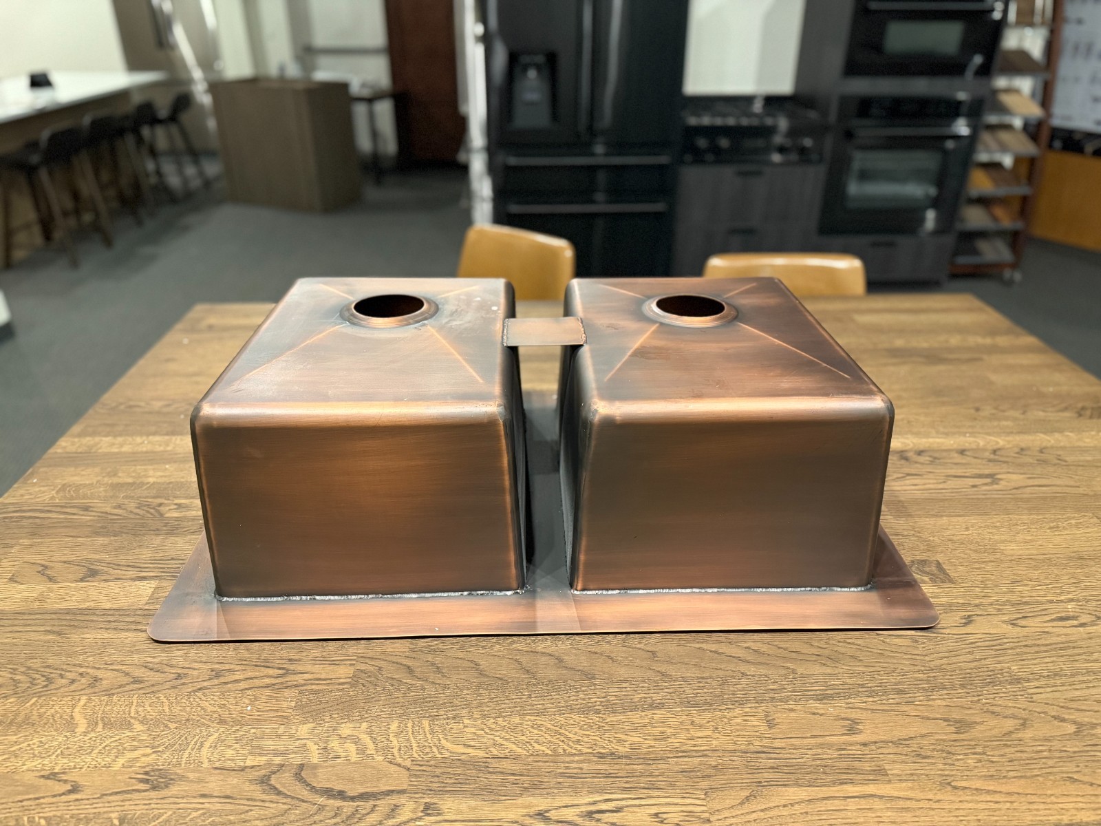 33" Copper Kitchen Sink – DOUBLE Basin (9" Depth, 16-Gauge)