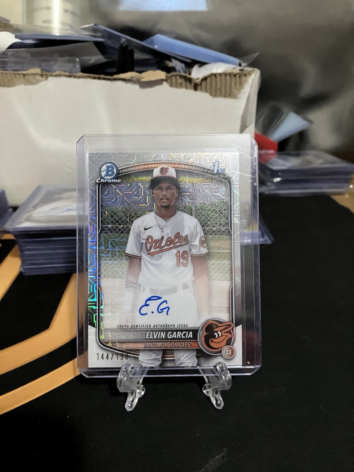 2025 Bowman Chrome Elvin Garcia 1st HTA Refractor Auto #/150 Orioles