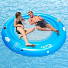7ft Dia. Round Inflatable Water Hammock w/Mesh Ideal Lakes/Ocean Pool Float NEW