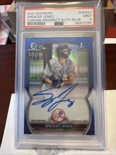2023 BOWMAN CHROME SPENCER JONES BLUE REFRACTOR AUTO AUTOGRAPH 71/150 PSA-9