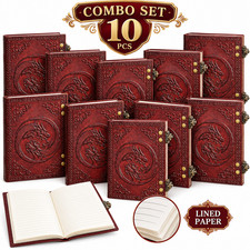 Handmade Leather Diary 7x5 Double Lock Journal 200 Lined Pages 10 Combo Set