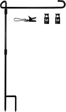 Garden Flag Stand-Holder-Pole with Garden Flag Stopper and Anti-Wind Clip for...
