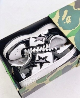 A Bathing Ape Bape Sta Low Mad Shark white and black size 10
