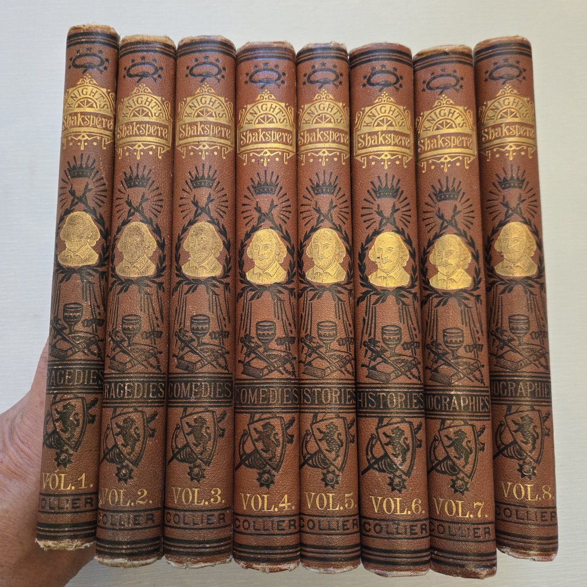 8 book set 1880s William Shakspere Charles Knight's Colliers