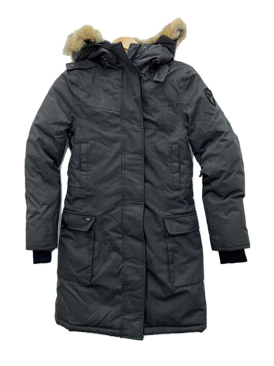 ALTRA Nobis Altro Cappotto XS Poliestere Grigio SHFUN0482 Fly Front Pelliccia Doppia Zip