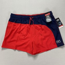 A577813154 Speedo Volley Men's 2XL Red Blue Swim Trunks UPF 50 Eco 4-Way Stretch