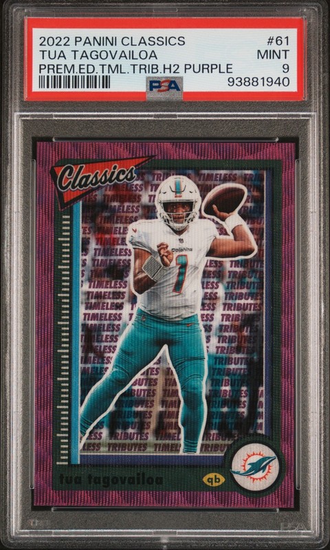 2022 Panini Classics #61 Tua Tagovailoa Purple /50 PSA 9 MINT