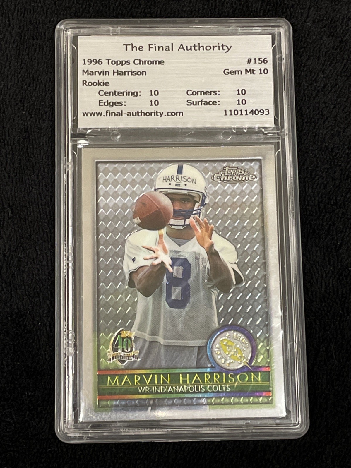 1996 Topps Chrome - Marvin Harrison #156 (RC) Final Authority 10