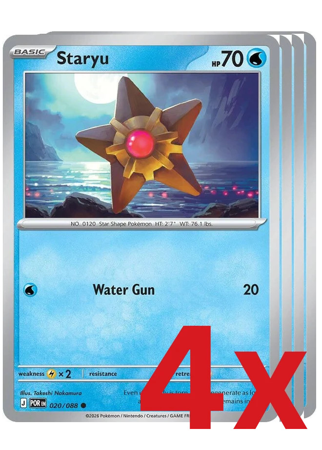 4x Staryu 020/088 Pokemon TCG Playset ME03: Perfect Order
