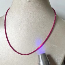 Treated Ruby Beaded Necklace 2x3mm Faceted Red Stone 30-55cm Women Jewelry