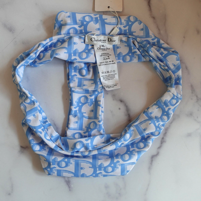 Christian Dior Bikini Bottom Womens XL Blue White Monogram Logo