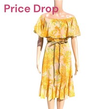 VALENTINO R.E.D. Yellow floral dress with ruffles. Wear on or off shoulders Sz 8