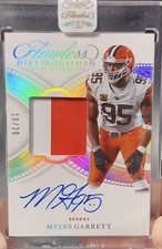 2025 Flawless Myles Garrett Distinguished Patch Autographs Silver #/20. DPOY!