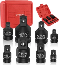 8PCS Impact Socket Adapter and Reducer Set, 1/4" 3/8" 1/2" 3/4" Impact Adapter S