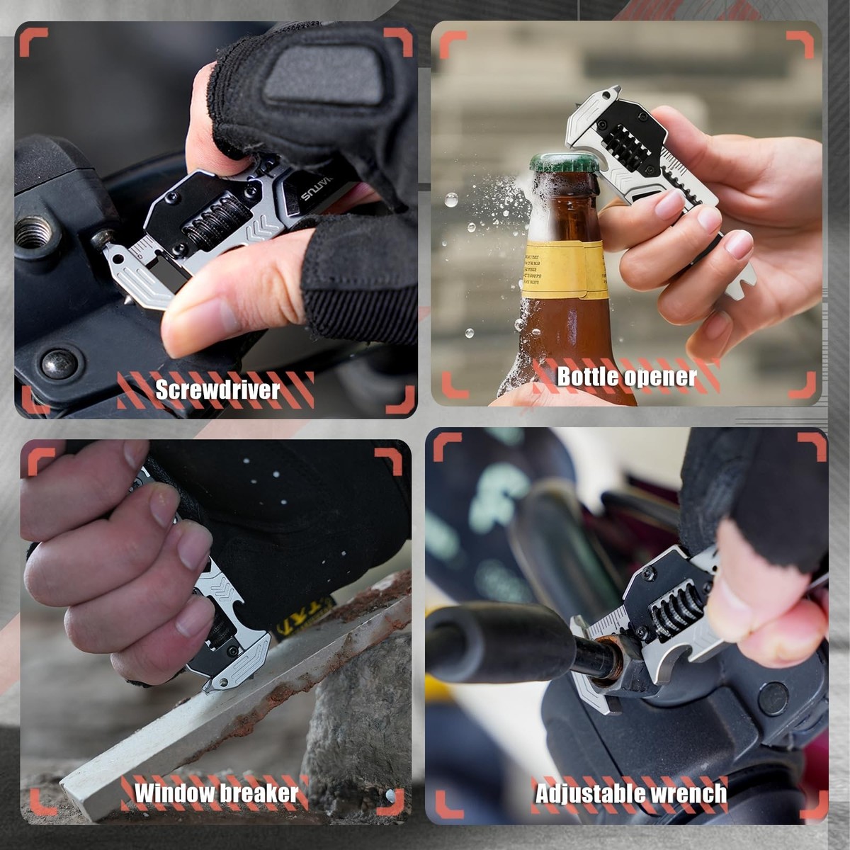 EDC Gear Multitool 7 in-1 Multi Tool with Wrench, Bottle Opener