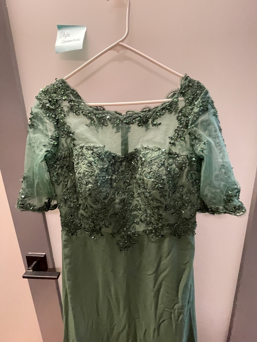 NWT Stacee's Sage Green Sequin Bodice Short Sleeve Mother Bride Dress Size  14 | eBay