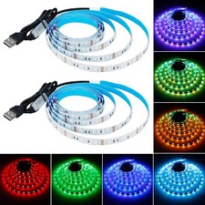 5V USB RGB LED Strip Light USB Powered 13.2ft/4M 2pcs x 6.6ft 240LEDs Flexi...