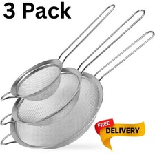 3Pcs Mesh SIEVE Tea Strainer Strainers FINE Small Large Stainless Steel Colander
