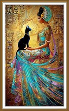 Bead Embroidery Kit Egyptian woman with a black cat DIY Beading Beads 3349