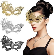 3 Pieces Masquerade Mask for Women, Fancy Dress Masks Lace Face