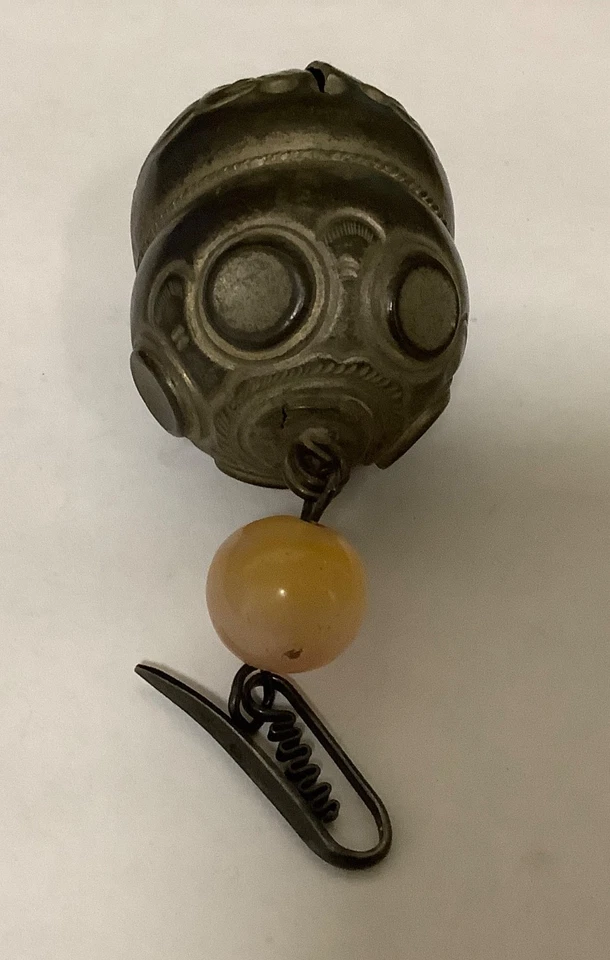 QING DY ANTIGUO AMULETO Campana de Plata China Cuentas de Cornalina RARO CARA DE BESTIA Y GANCHO Foto 3 de 4