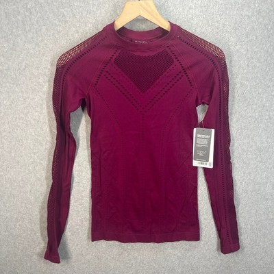 Athleta Unstinkable Oxygen Top Mulberry Purple Mesh Seamless Long Sleeve XS