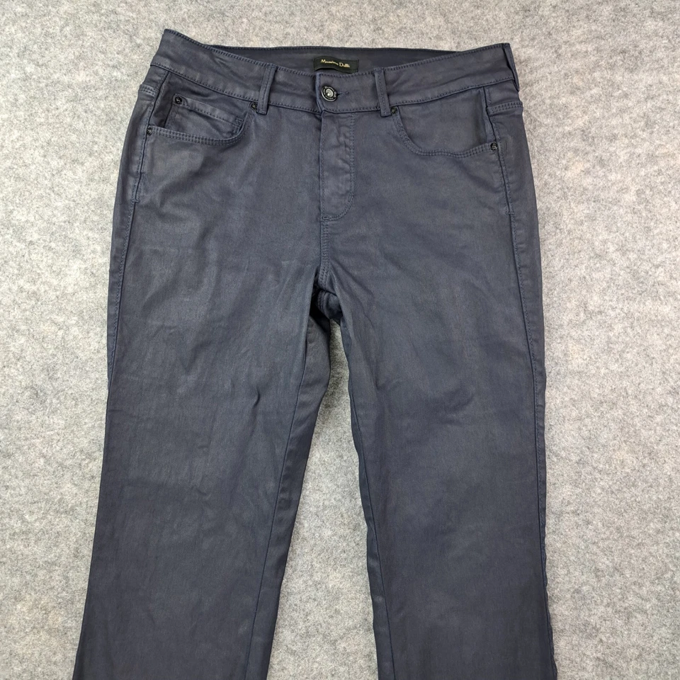Pantalones Massimo Dutti Mujer 6 Gris Encerado Ajustado Chino Elástico Pantalón Carrera Tobillo Foto 4 de 4