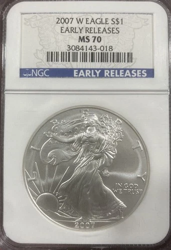 2007-W (Burnished) Silver American Eagle PCGS MS 70 Early Releases