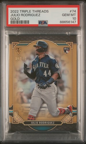 2022 TRIPLE THREADS GOLD #74 JULIO RODRIGUEZ ROOKIE RC 29/99 PSA 10