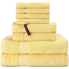 Bath Towels Set, 100 Cotton Soft Towel for Bathroom Yellow 8 Piece Towel Set