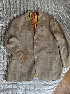 Vintage Etro Milano Men's Sport Coat Blazer size 52 Italy Made Linen bland