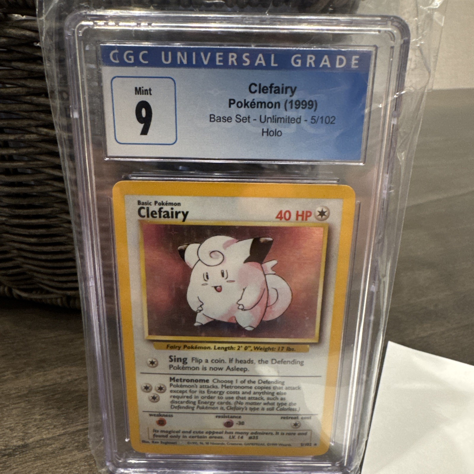 Pokemon TCG Clefairy Card Base Set, Unlimited Holo Rare, Card 5/102