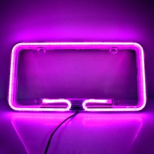 Universal Neon Led License Plate Frame Light Front Rear Tag Cover For Most Cars