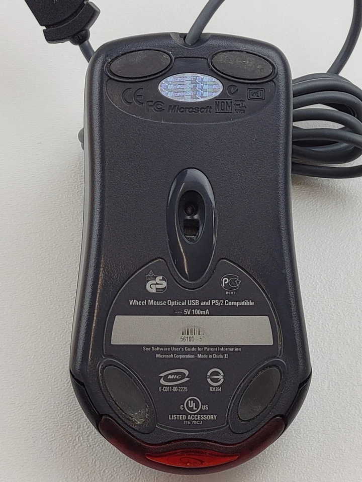 Microsoft X802382 Wheel Mouse Optical USB & PS/2 Compatible - Black - TESTED! - Image 4 of 4