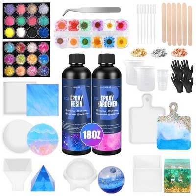 Epoxy Resin Kit for Beginners with Molds, Measuring Cups  Dried Flowers, 18 oz