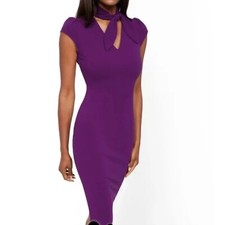 New York & Company Deep Purple Sheath Bow Tie Dress Size M NWT