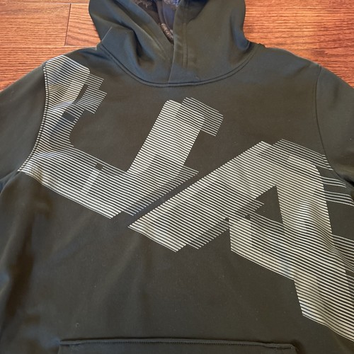 Under Armour Boy's Size YLG Green Logo Hooded Sweatshirt Youth Large - Picture 5 of 8