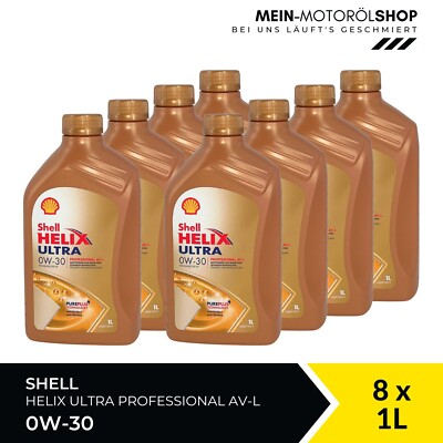Shell Helix Ultra Professional AV-L 0W-30 VW 504 00 ACEA C3 8x1 Liter = 8 Liter