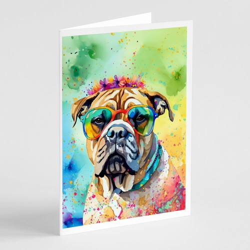 Bullmastiff Hippie Dawg Greeting Cards and Envelopes Pack of 8